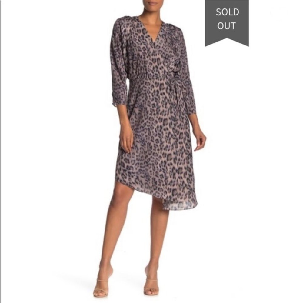 NWT Joie Acantha Leopard Print Asymmetrical Wrap Dress - Size Small